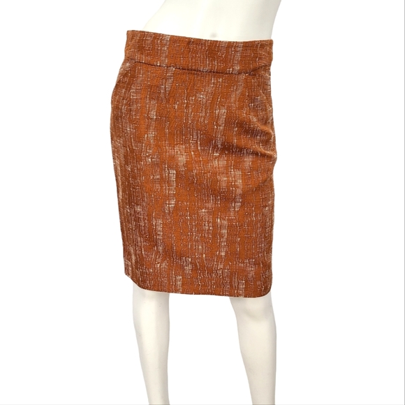 J. Crew Rust Orange Brocaid Pencil Skirt size 6 - Picture 1 of 6